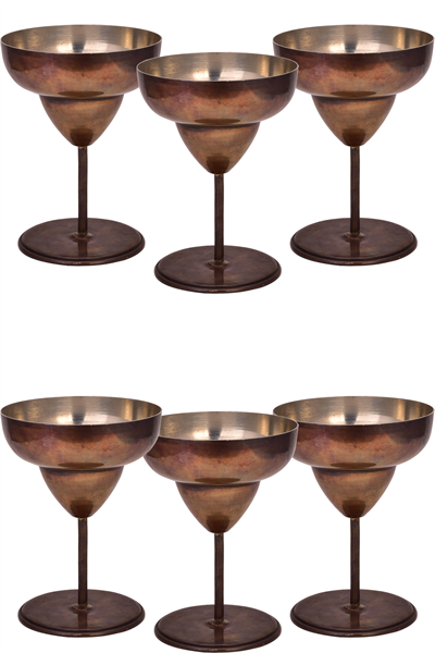 Turna Copper Margarita Glass Plain 450 Ml Set of 6 Oxide Turna0461-63