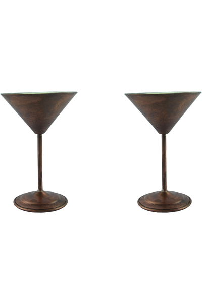Turna Copper Martini Glass Plain 250 Ml Set of 2 Oxide Turna0459-23