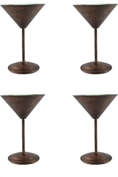 Turna Copper Martini Glass Plain 250 Ml Set of 4 Oxide Turna0459-43