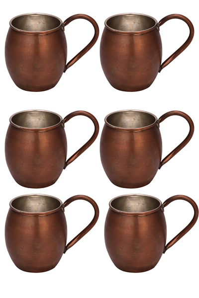 Turna Copper Moscow Mule Glass Straight 500 Ml Set of 6 Oxide Turna0493-63
