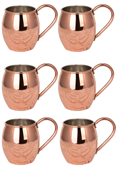Turna Bakır Moscow Mule Bardak Düz 500 Ml 6lı Takım Kırmızı Turna0493-61