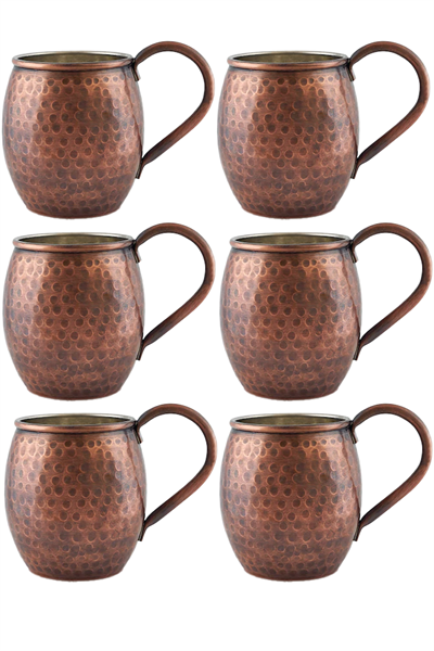 Turna Copper Moscow Mule Glass Hand Forged 500 Ml Set of 6 Oxide Turna0497-63