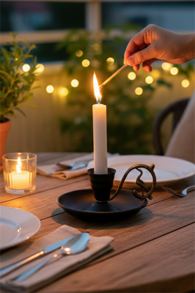 Metal Nostalji Mumluk & El Şamdanı Kendinden Iğneli Mat Siyah Antik Kulp Turna2623-4