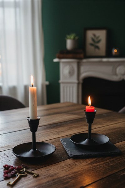 Metal Vintage Mumluk & El Şamdanı Mat Siyah Turna2623-7