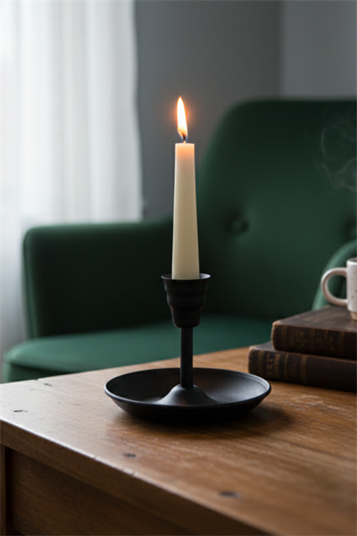 Metal Vintage Mumluk & El Şamdanı Mat Siyah Turna2623-7