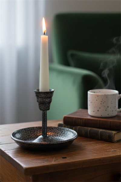 Metal Vintage Mumluk & El Şamdanı Gümüş Turna2623-8