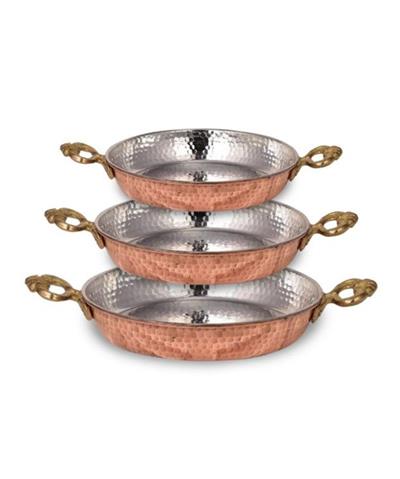 Turna Copper Special Series Thin Persian Pan Set of 3 1,2,3 No Machine Forged Red Turna7616-1