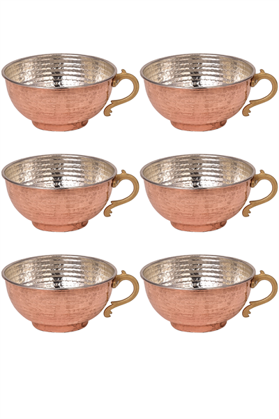 Turna Copper Pınarbaşı Ayran Cup Machine Forged 500 Ml Set of 6 Red Turna0502-61