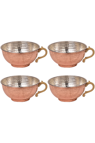 Turna Copper Pınarbaşı Ayran Cup Machine Forged 500 Ml Set of 4 Red Turna0502-41