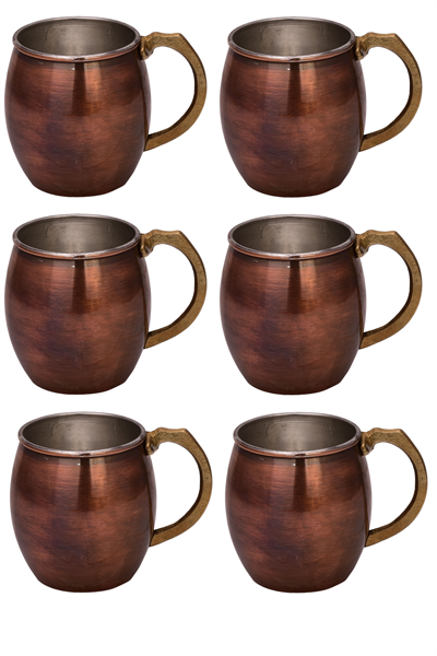 Turna Copper Riva Glass Straight 550 Ml Set of 6 Oxide Turna0500-63