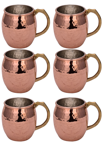 Turna Copper Riva Glass Hand Forged 550 Ml Set of 6 Red Turna0466-61