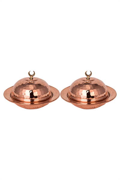 Turna Copper Saka Round Turkish Delight Bowl 9 Cm Hand Forged Set of 2 Red Turna5852-21