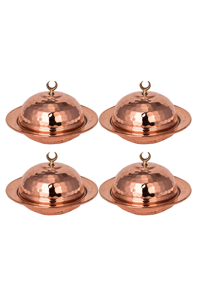 Turna Copper Saka Round Turkish Delight Bowl 9 Cm Hand Forged Set of 4 Red Turna5852-41