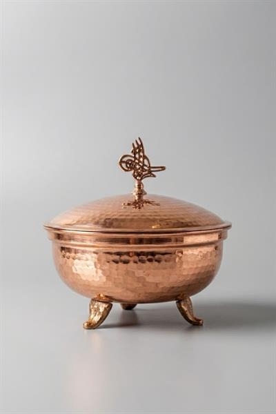 Turna Bakır Defne Şekerlik 13 Cm El Dövme Kırmızı Turna5753-1