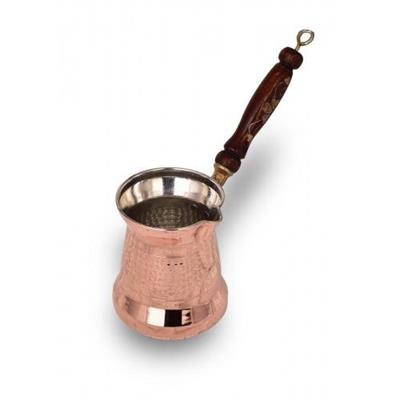 Turna Copper Sultan Coffee Pot No 4 Thin Wooden Handle 5 Cups Machine Forged Red Turna1239-1
