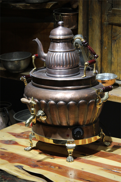 Turna Bakır Sultani Oval Dilimli Elektrikli Semaver 3 No Oksit Turna5562-3