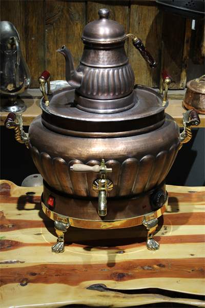 Turna Bakır Sultani Oval Dilimli Elektrikli Semaver 3 No Oksit Turna5562-3