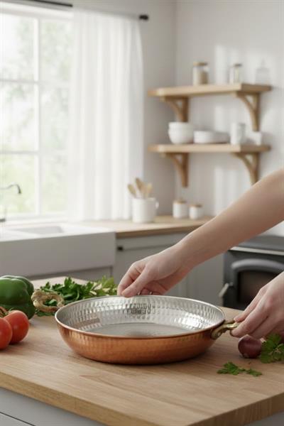 Turna Bakır Acemli Tava 2 No 16 Cm Makine Dövme Kırmızı Turna7558-1