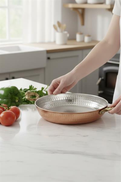 Turna Bakır Acemli Tava 3 No 18 Cm Makine Dövme Kırmızı Turna7559-1