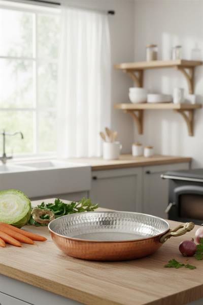 Turna Bakır Acemli Tava 4 No 20 Cm Makine Dövme Kırmızı Turna7560-1