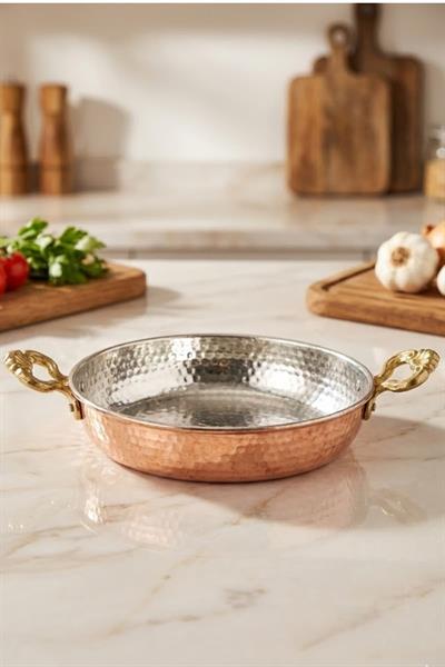 Turna Bakır Acemli Tava 6 No 24 Cm El Dövme Kırmızı Turna7592-1