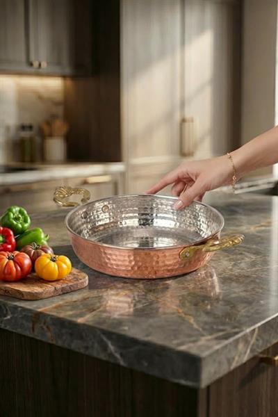 Turna Bakır Acemli Tava 5 No 22 Cm El Dövme Kırmızı Turna7591-1