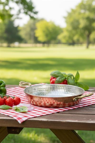 Turna Bakır Acemli Tava 6 No 24 Cm Makine Dövme Kırmızı Turna7562-1