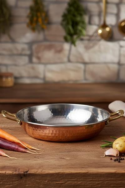 Turna Bakır Çelebi Tava 3 No 18 Cm El Dövme Kırmızı Turna7573-1