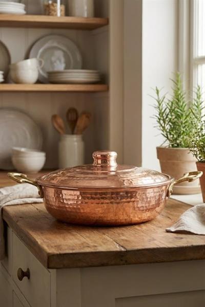 Turna Bakır Emirgan Tava 5 No 22 Cm El Dövme Kırmızı Turna7601-1