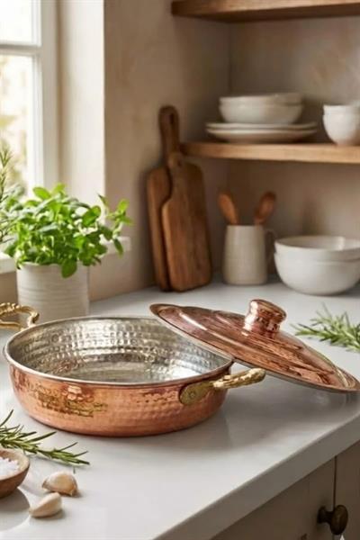 Turna Bakır Emirgan Tava 3 No 18 Cm El Dövme Kırmızı Turna7599-1