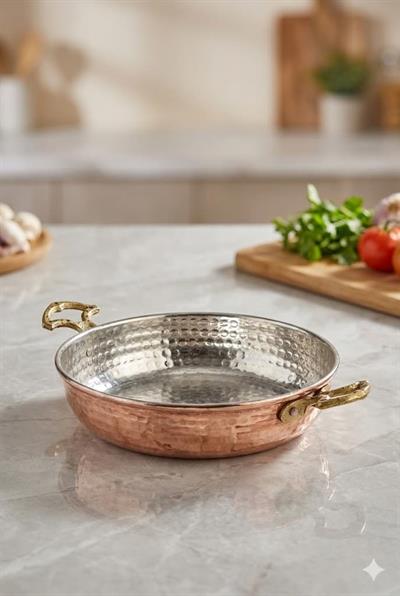 Turna Bakır Soylu Tava 5 No 22 Cm Kalın Kırmızı Turna7554-1