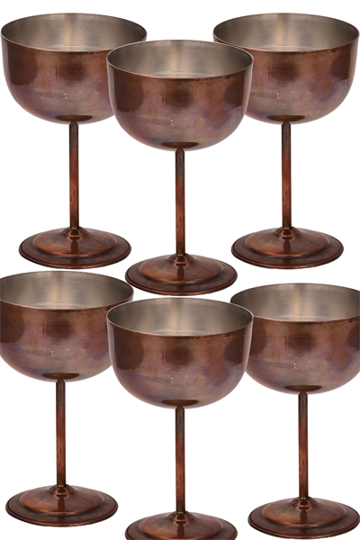 Turna Copper Vino Glass 2 No Plain 400 Ml Set of 6 Oxide Turna0457-63