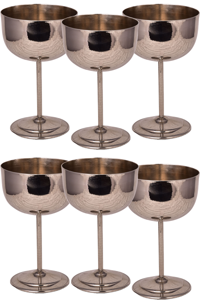Turna Copper Vino Glass 2 No Plain 400 Ml Set of 6 Nickel Turna0457-62