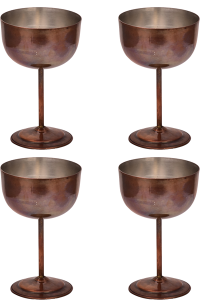 Turna Copper Vino Glass 2 No Plain 400 Ml Set of 4 Oxide Turna0457-43
