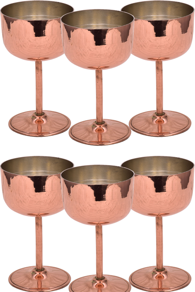 Turna Copper Vino Glass 2 No Plain 400 Ml Set of 6 Red Turna0457-61