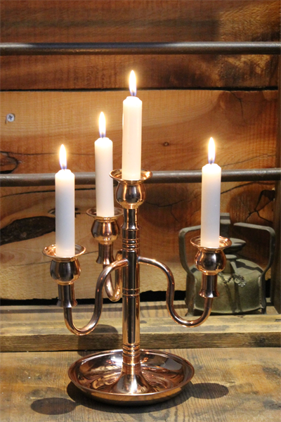 Turna Bakır Vintage Kırmızı 4lü Şamdan Turna2612-1