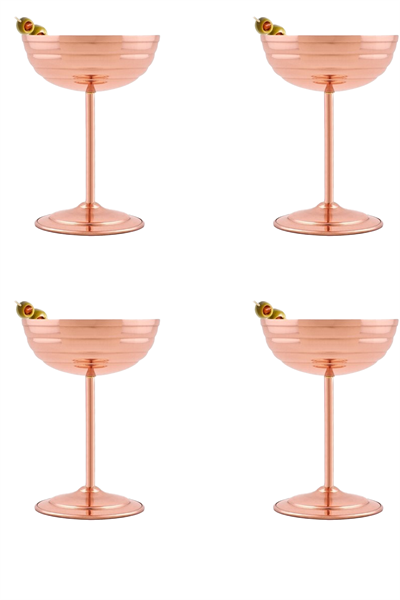 Turna Copper Zo-Martini Glass Flat 250 Ml Set of 4 Red Turna0483-41