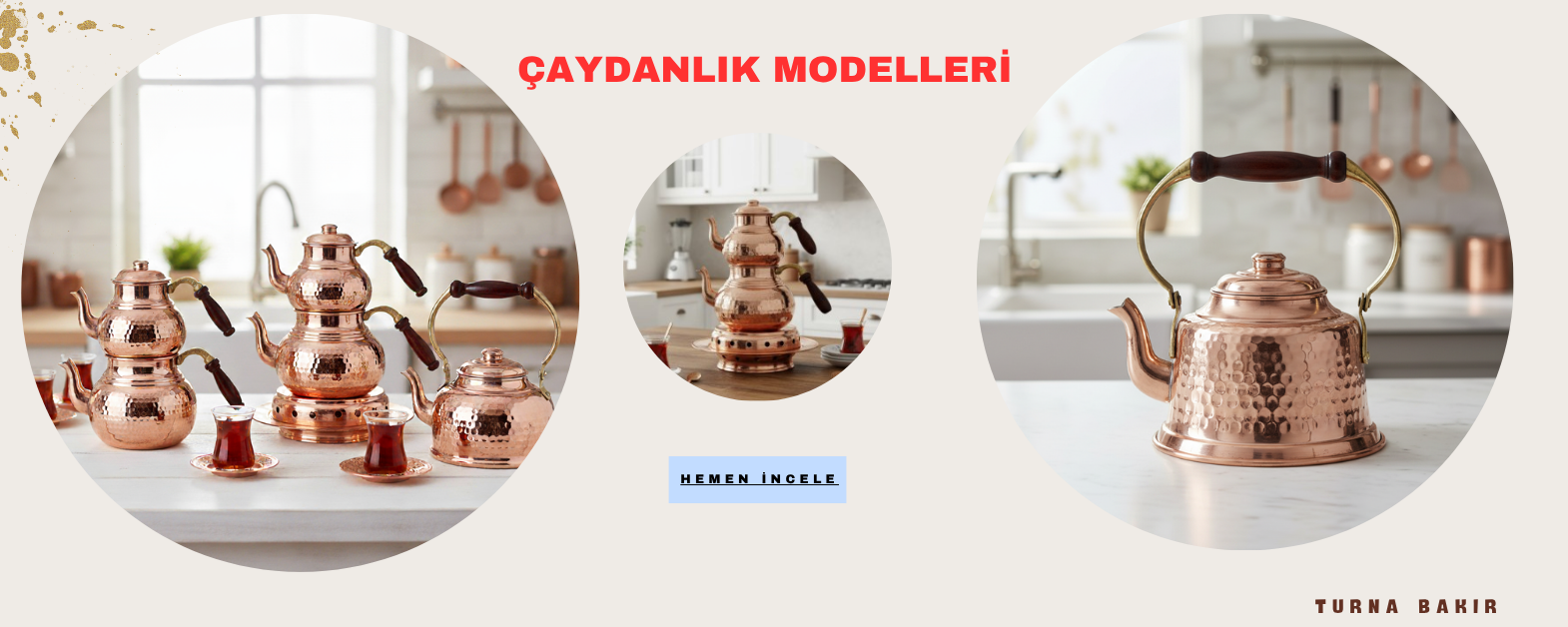 El Yapımı %100 Bakır Çaydanlık Modelleri