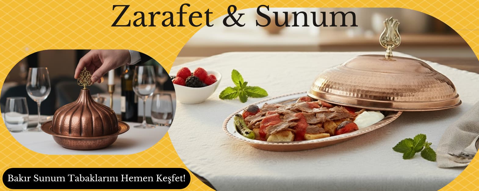 Bakır Sunum Tabakları | İskender Sunum Tabağı | Oval Bakır Sunum Tabağı