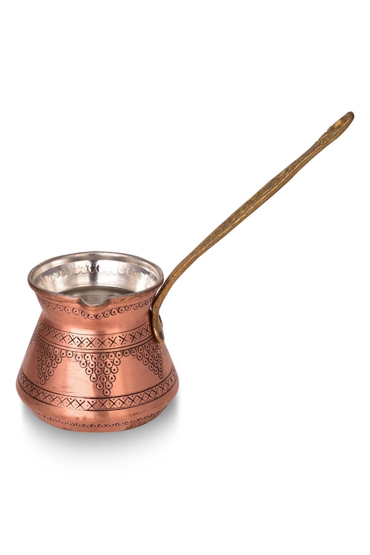 Turna Bakır Külhan Cezve 3 No 7 Fincan Zımba İşleme Skoç Turna1261-4