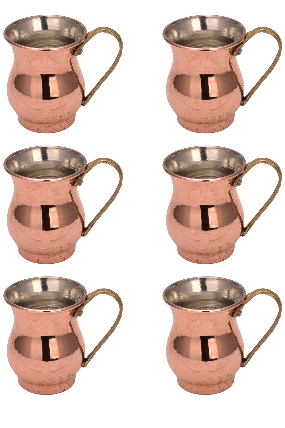 Turna Copper Mini Zamzam Mug Straight 100 Ml Set of 6 Red Turna0496-61