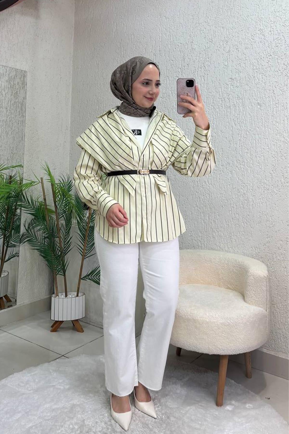 DERİ KEMERLİ STRAİGHT KESİK PAÇA JEAN