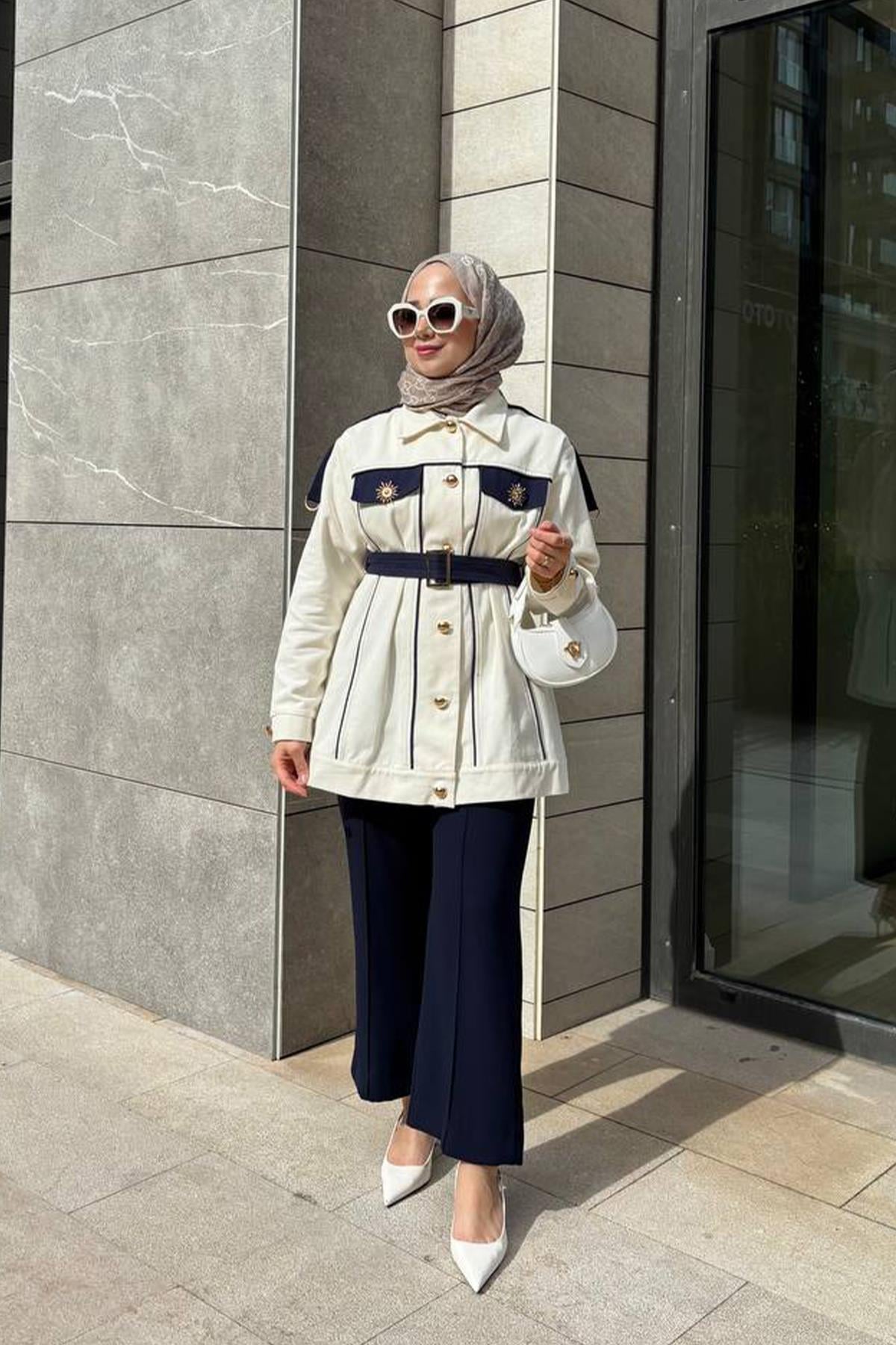 ÖNÜ ÇİMALI KISA KREP PANTALON