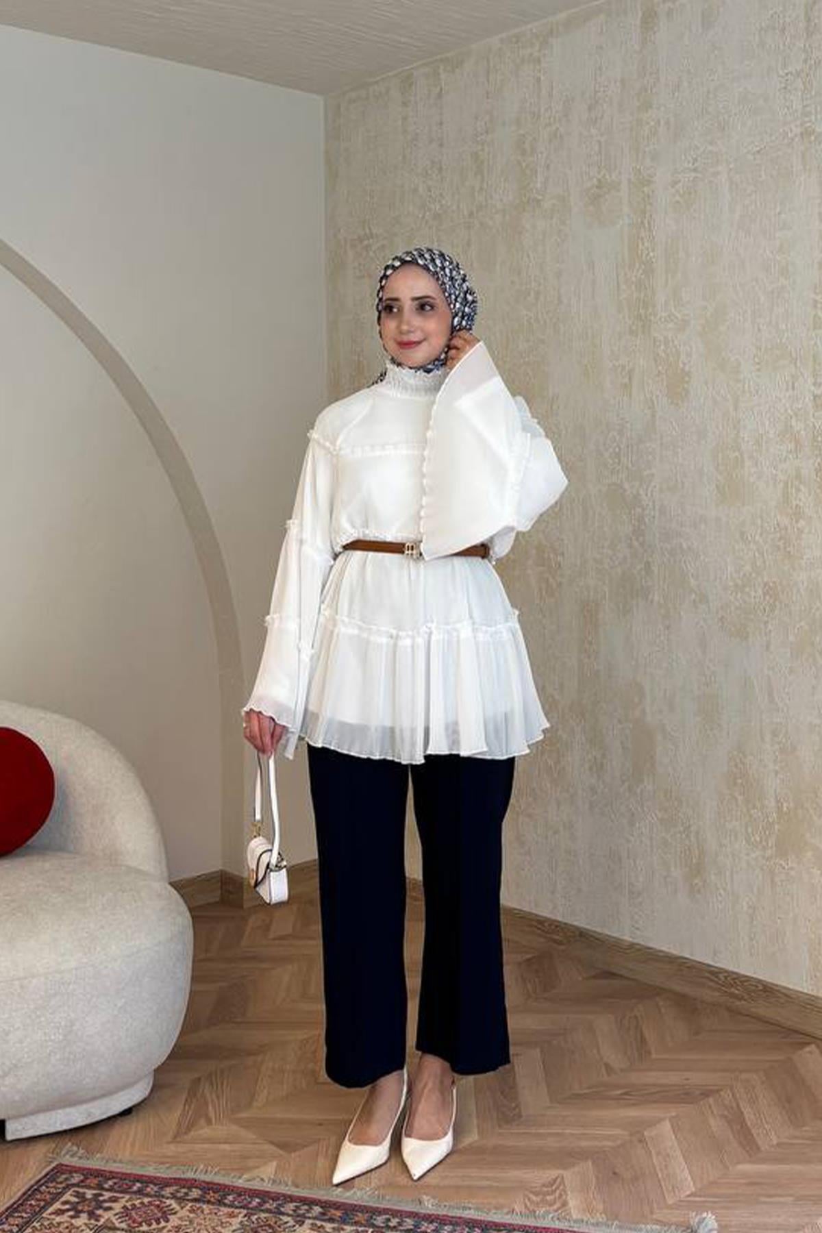 ŞİFON PİLİSE KAT BLUZ