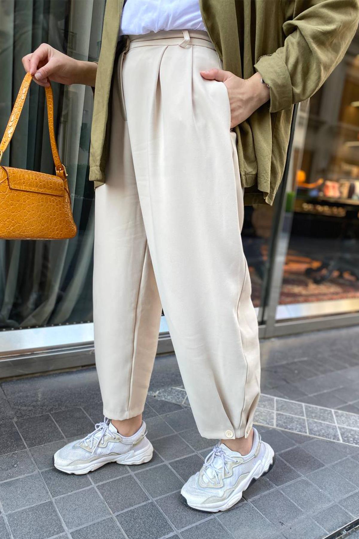 BAGGY PAÇASI DÜĞME DETAYLI PANTOLON