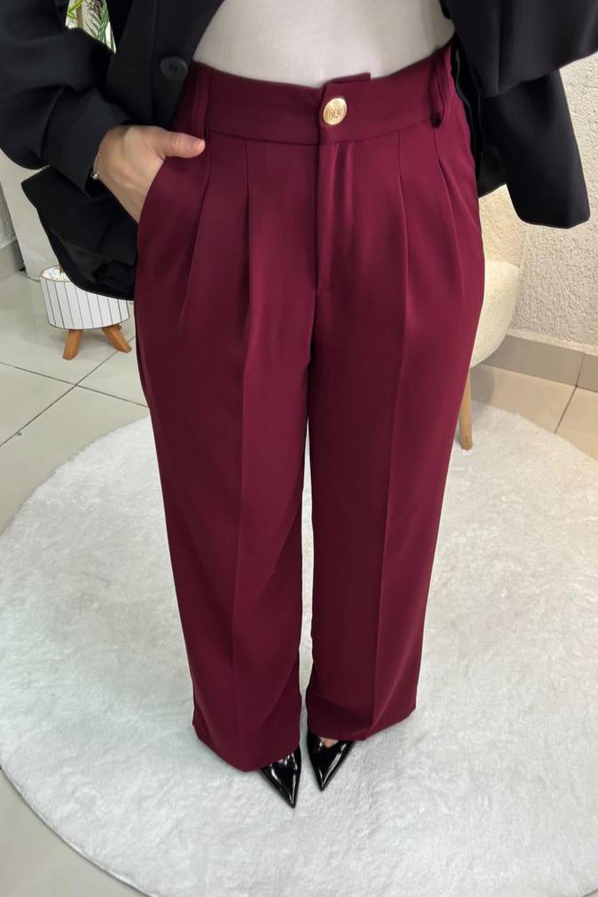 BOL PAÇA GOLD DÜĞME KREP PANTOLON
