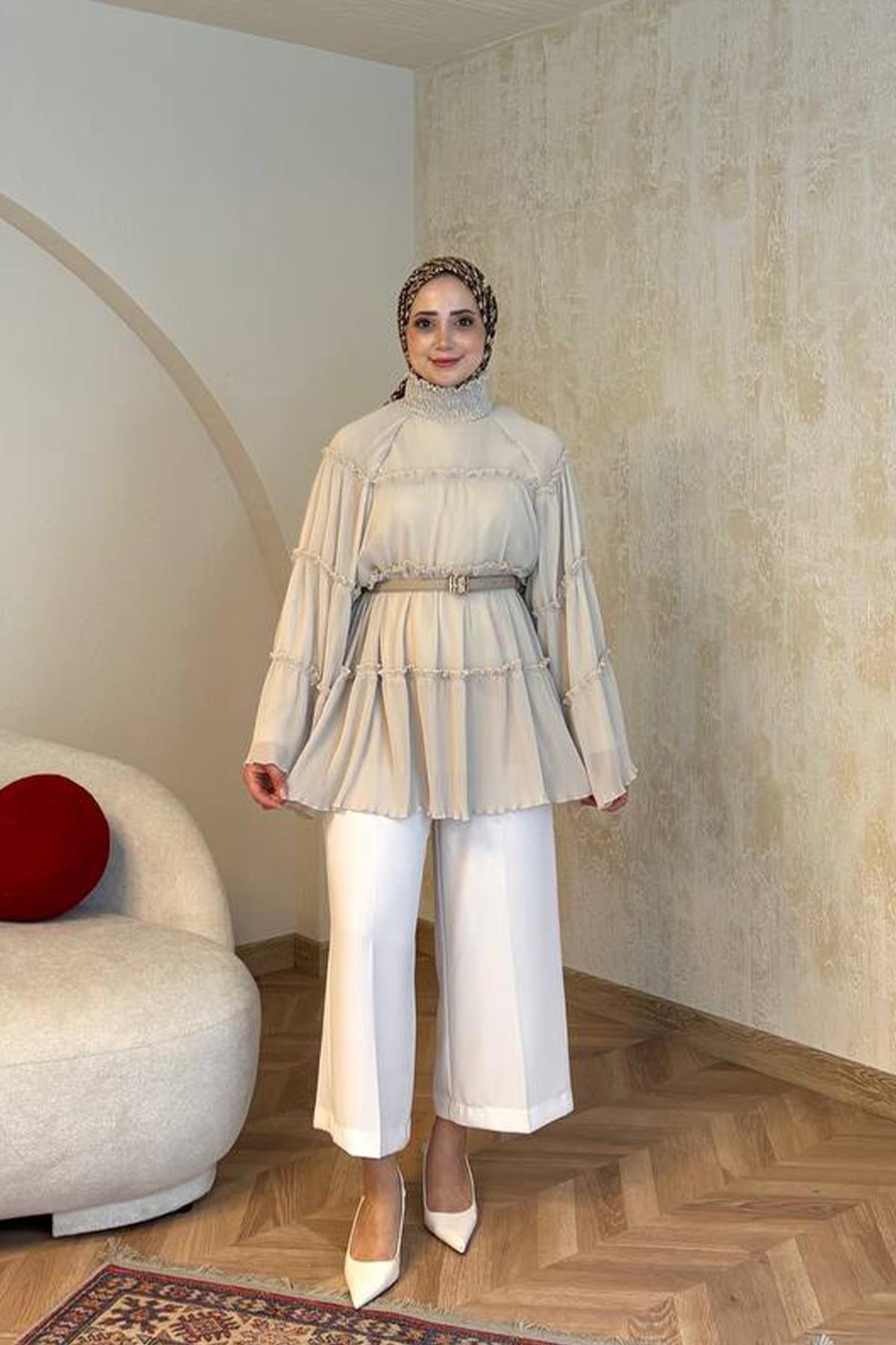 ŞİFON PİLİSE KAT BLUZ