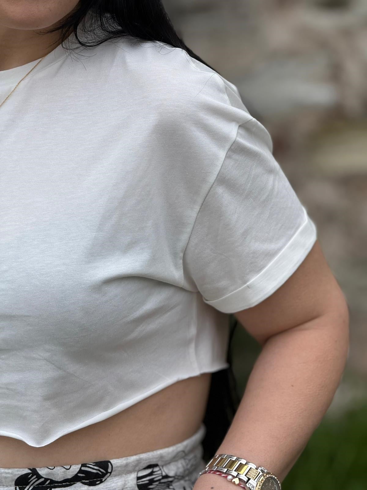 Basic Beyaz Crop Tişört