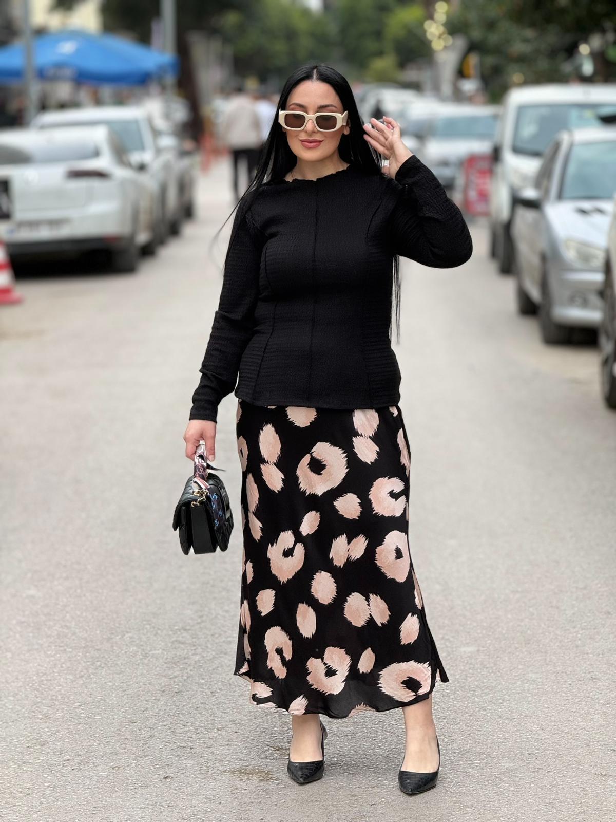 Calista Desenli Midi Etek