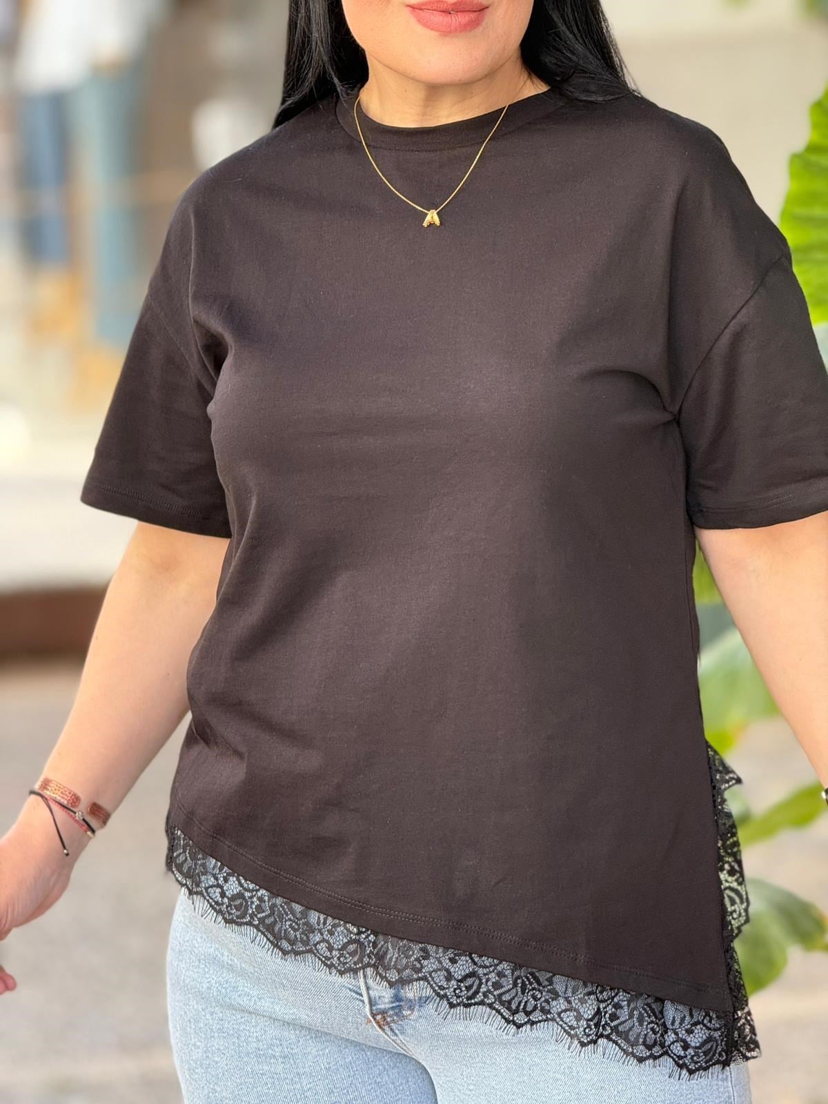 Lace Aura Siyah Tişört